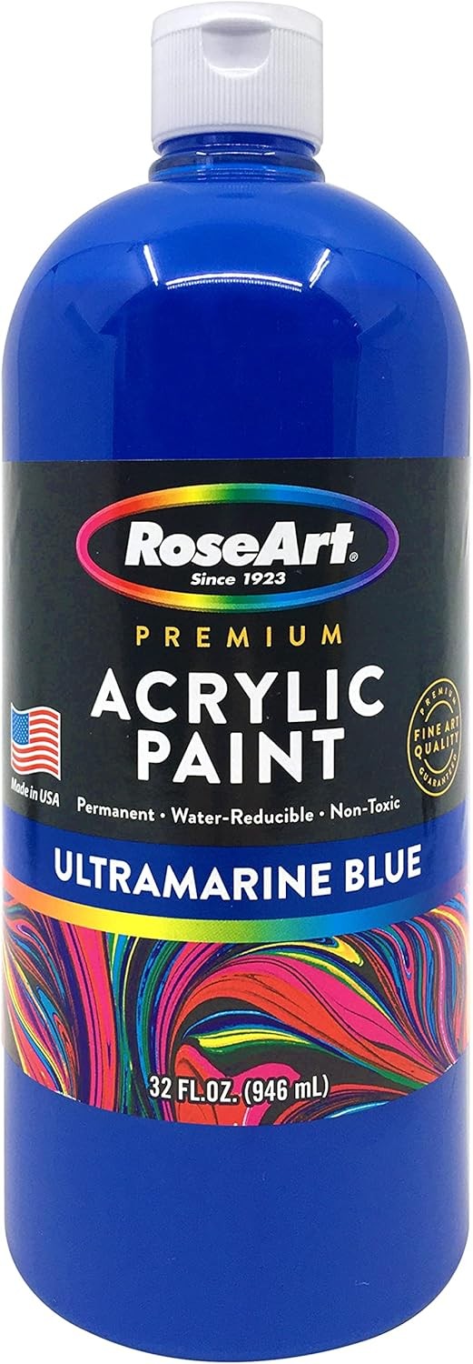 RoseArt Acrylic Paint Ultramarine Blue 32oz 32 Fl Oz (Pack of 1),