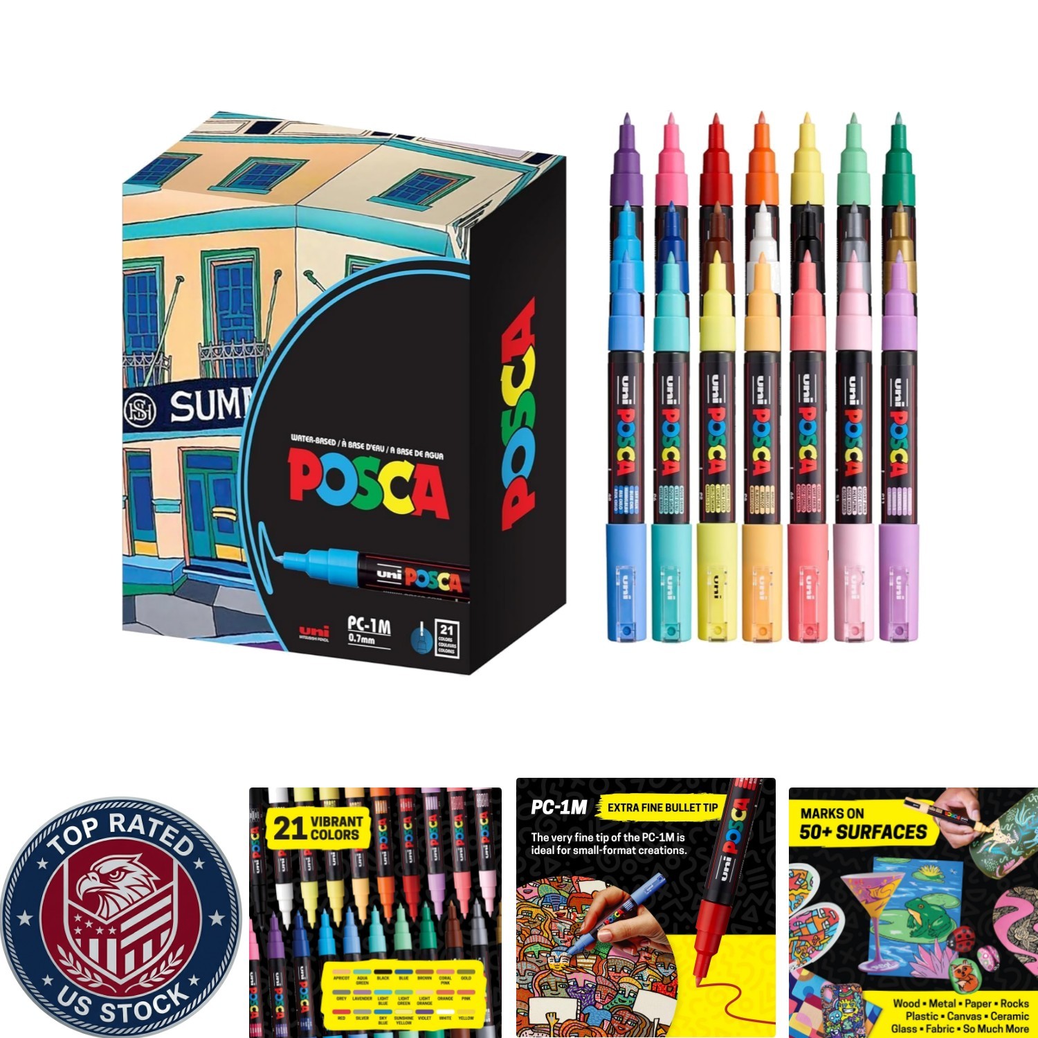 Vibrant 21-Piece Acrylic Paint Marker Set with Extra Fine Tips for Creative Fun