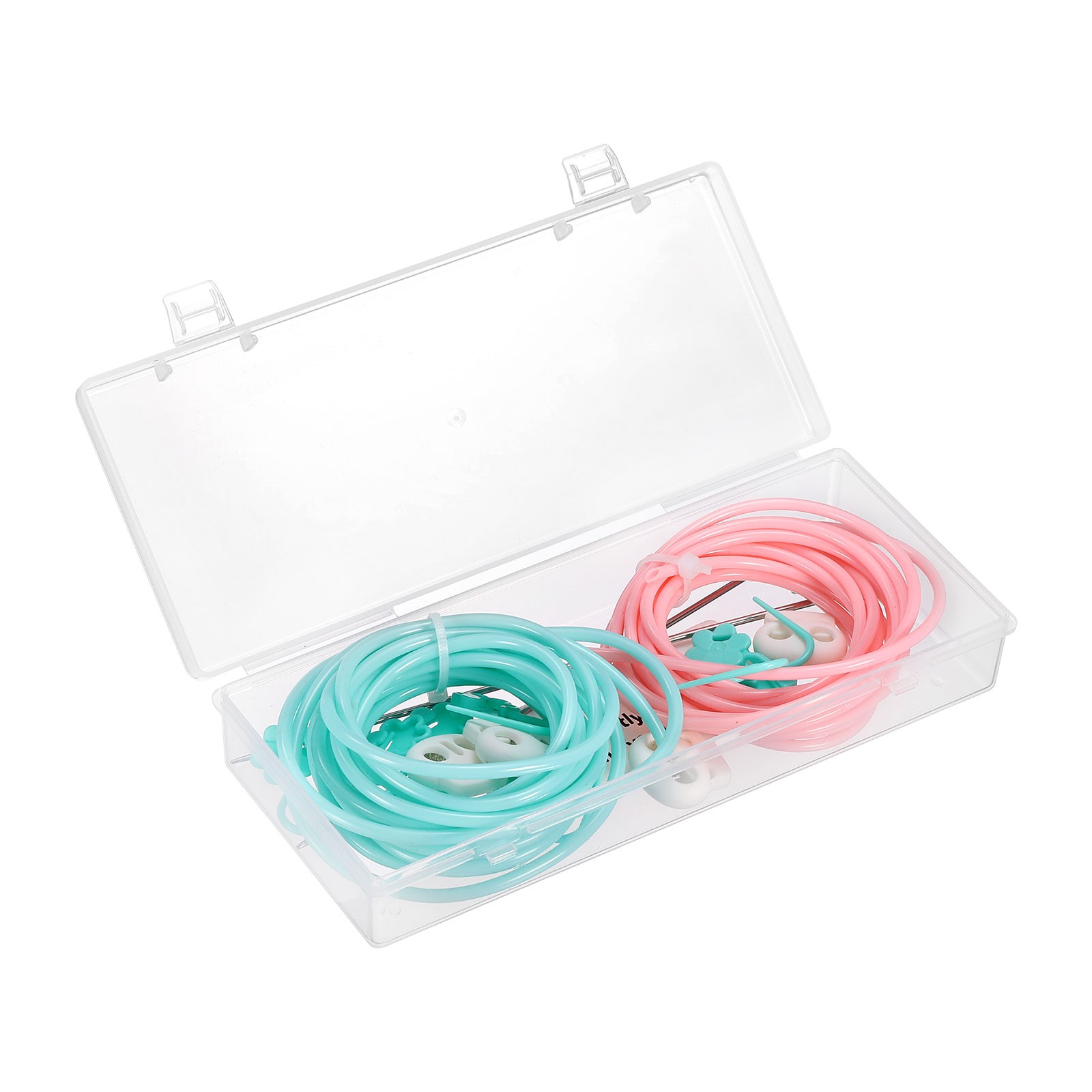 Knitting Stitches Holder Set 2.8mm/2.5mm x 2.7 Yards Knitting Cords(Pink/Green)