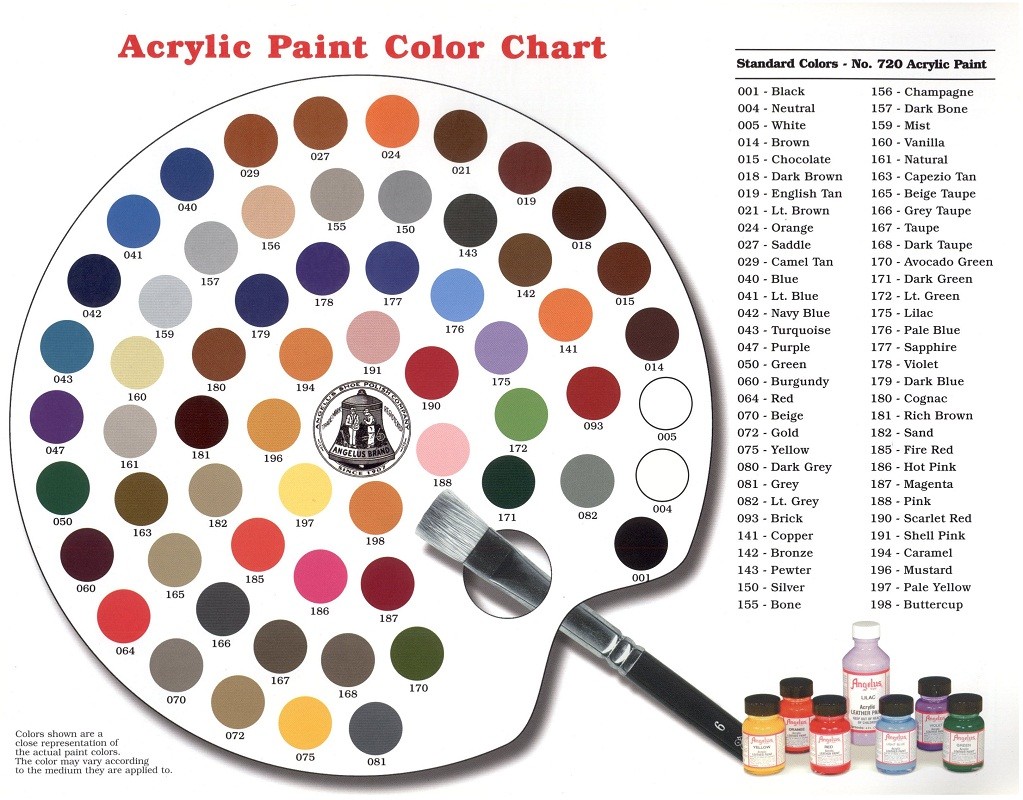 Angelus Brand Acrylic Leather Paint Waterproof all colors – 1 fl.oz