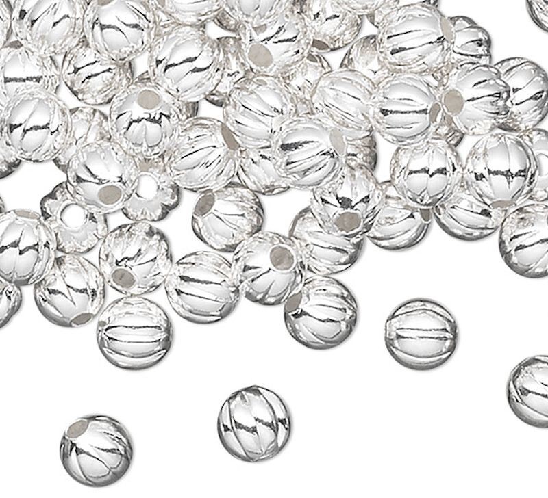 Bead, 1000 Silver Plated Brass 3mm Round Corrugated Beads with 0.7mm Hole