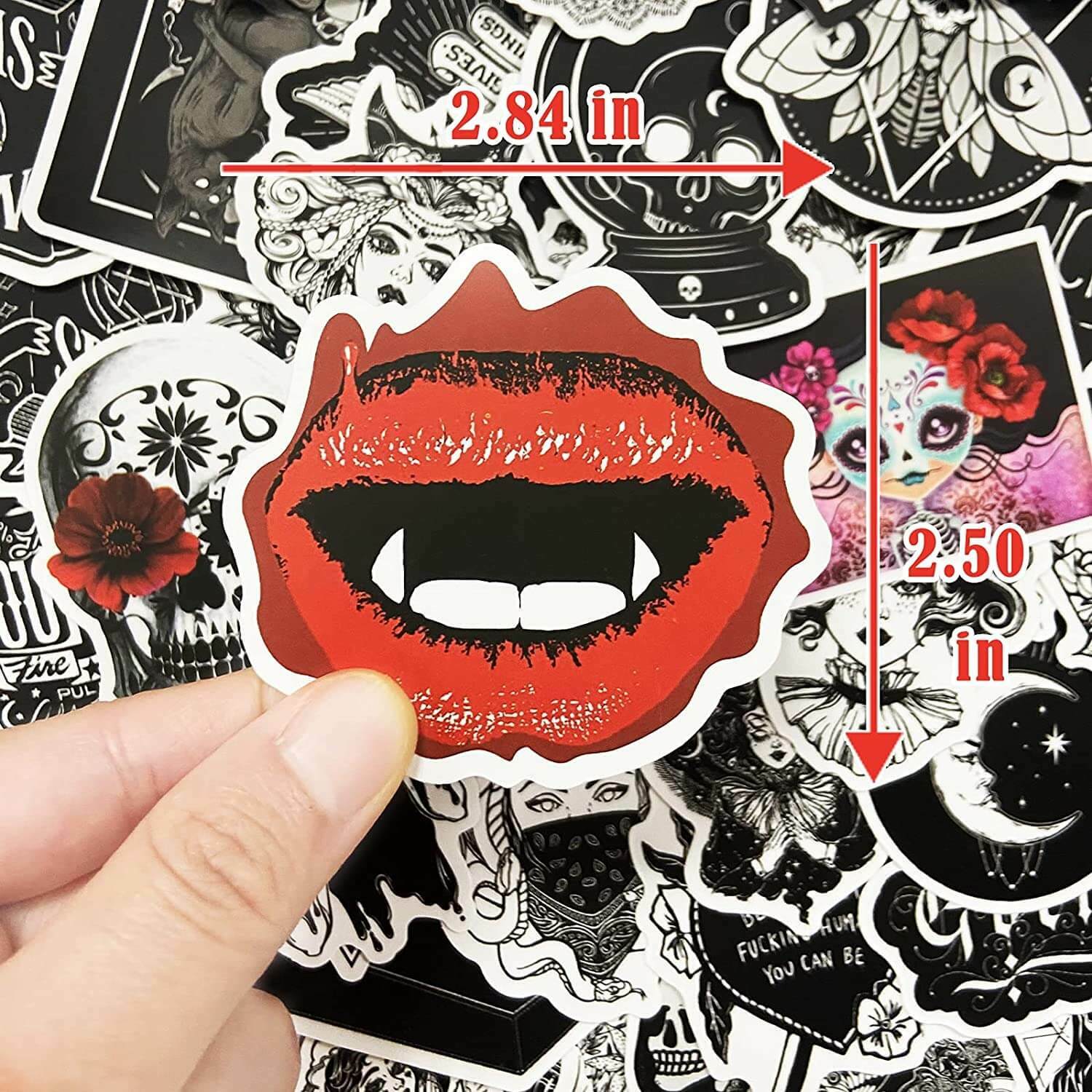 300PCS Gothic Stickers Pack cool for Teens, Vinyl Punk Gothic Stickers