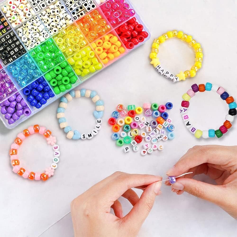 1300 Pcs DIY Crafts Beads Friendship Bracelet Kit Minimum age 3 years Up