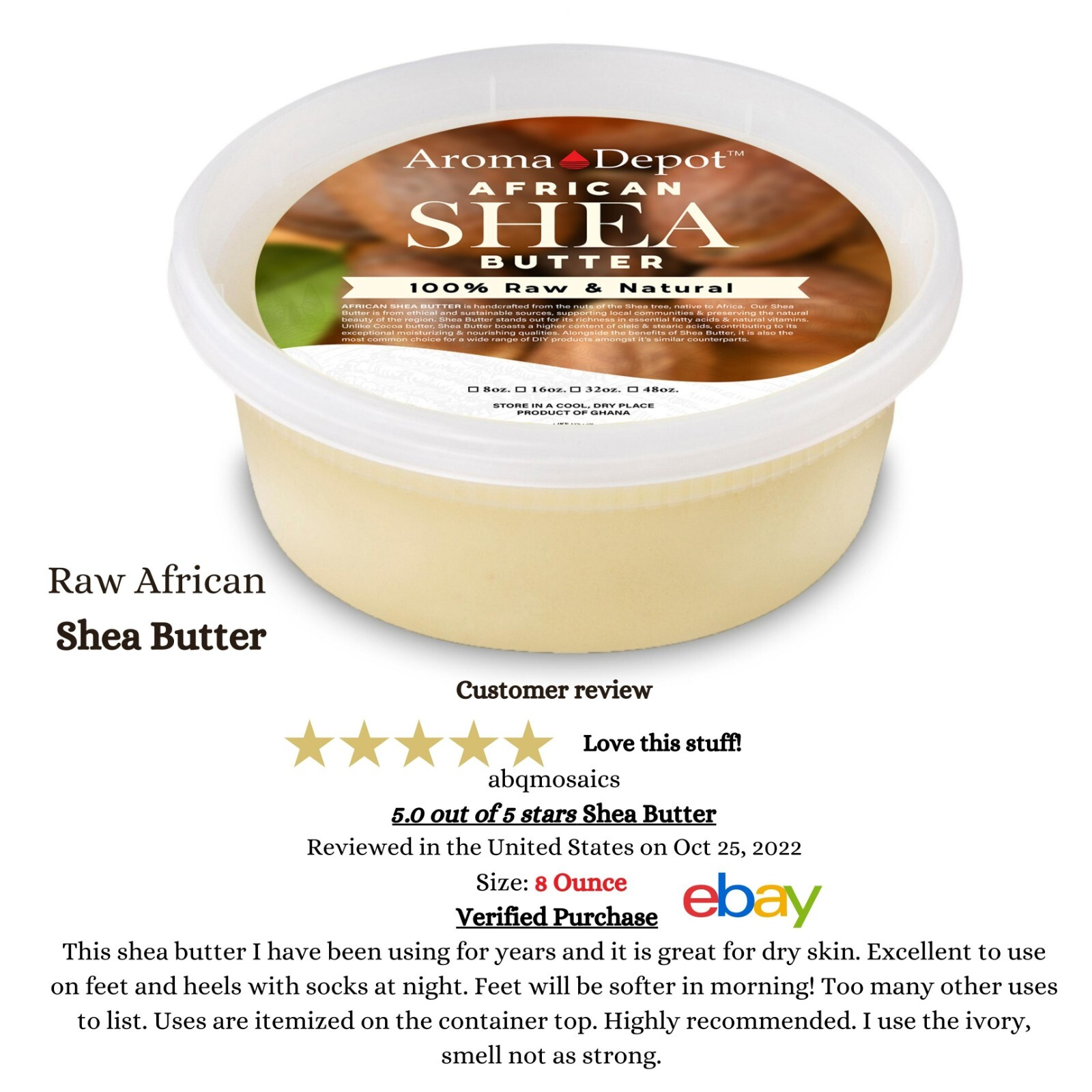 Wholesale 8 oz. African Shea Butter Bulk 100% Pure Raw Unrefined Deli Containers