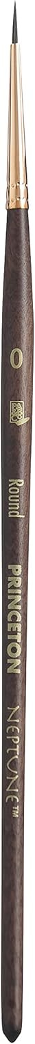 Princeton Artist Brush, Neptune Series 4750, Synthetic Size 0, Dark Wood
