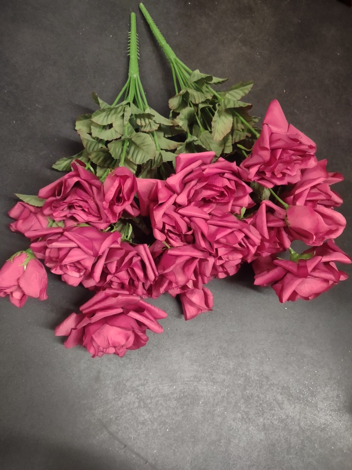 2 Pieces: Silk Mixed Diamond Rose Bush (28 Stems) Red Clay Earthtone Burgundy
