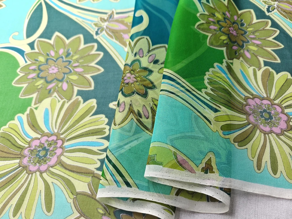 45” Wide By Yard Flower Mulberry Silk Gauze Georgette Chiffon Fabric For Dress