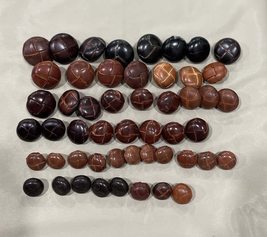 Vintage Brown Leather Braided Shank Button Lot of 51 for Coats Blazers