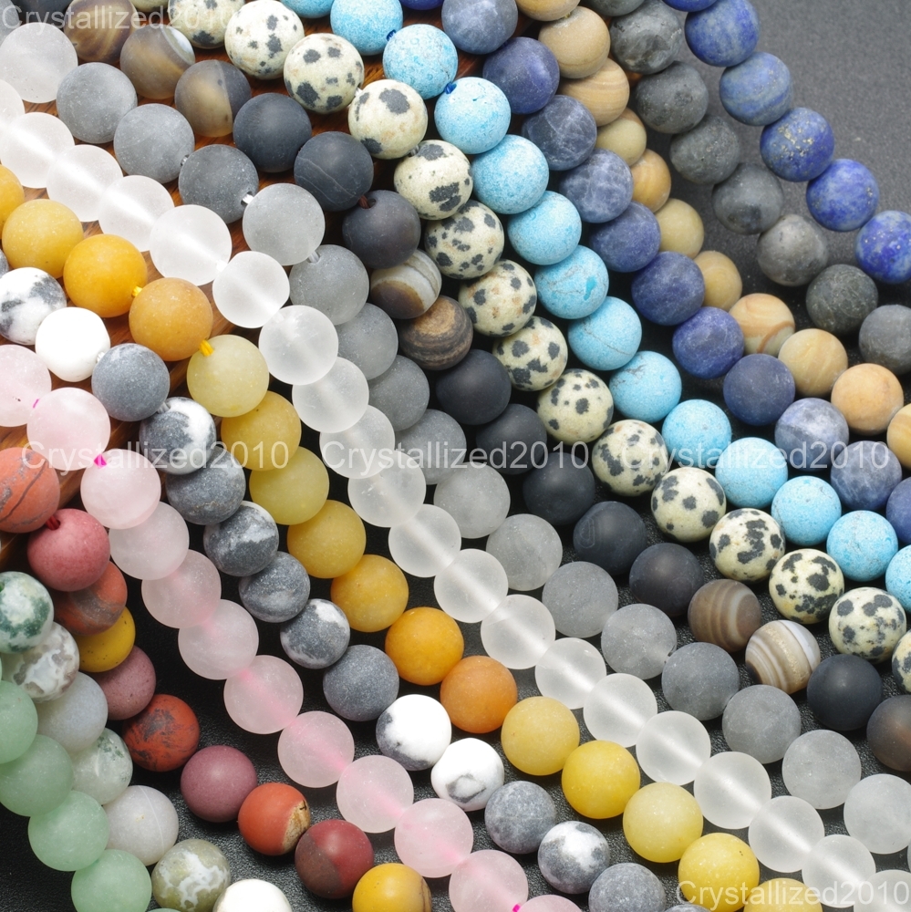 Wholesale Matte Frosted Natural Gemstone Round Loose Beads 4mm 6mm 8mm 10mm 12mm
