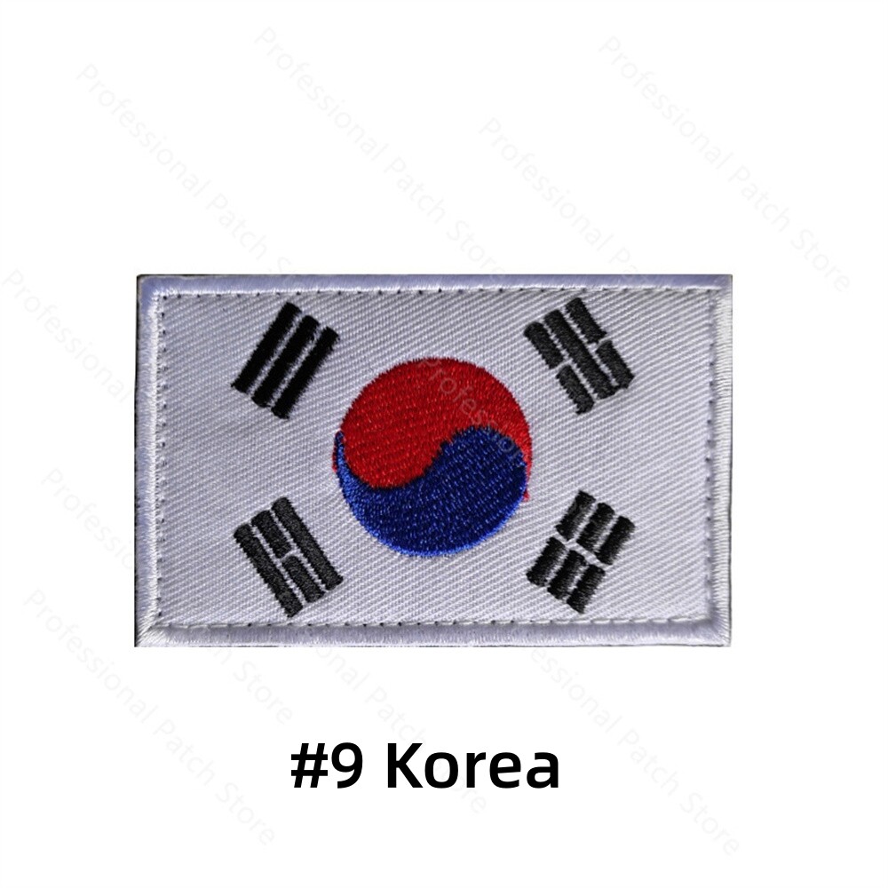 South Korea Korean National Country Flag Embroidered Hook Loop Patch