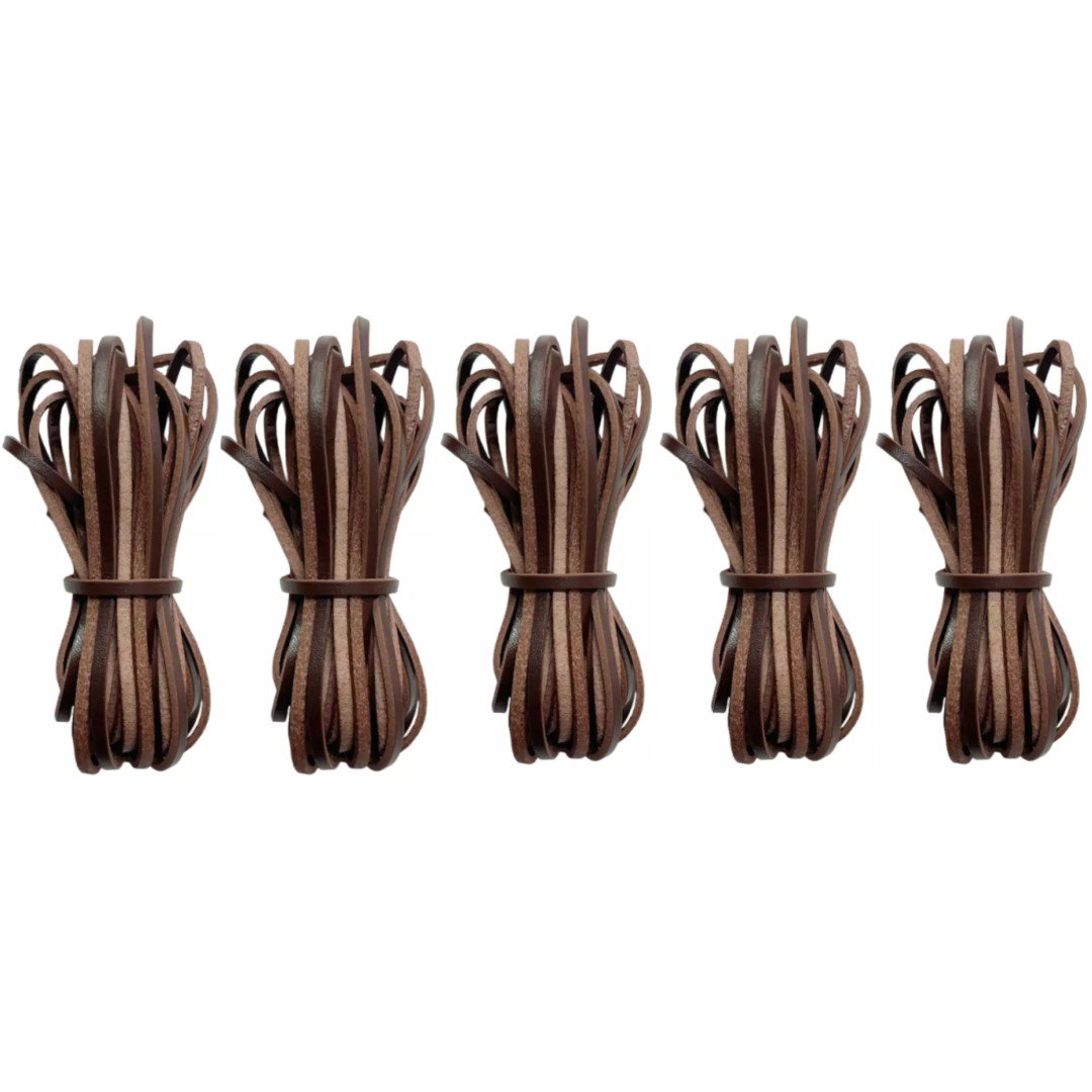 3mm Flat Genuine 25 ft Leather Cord, 8.33 Yards 5 Pack Strip Lace for Crafting