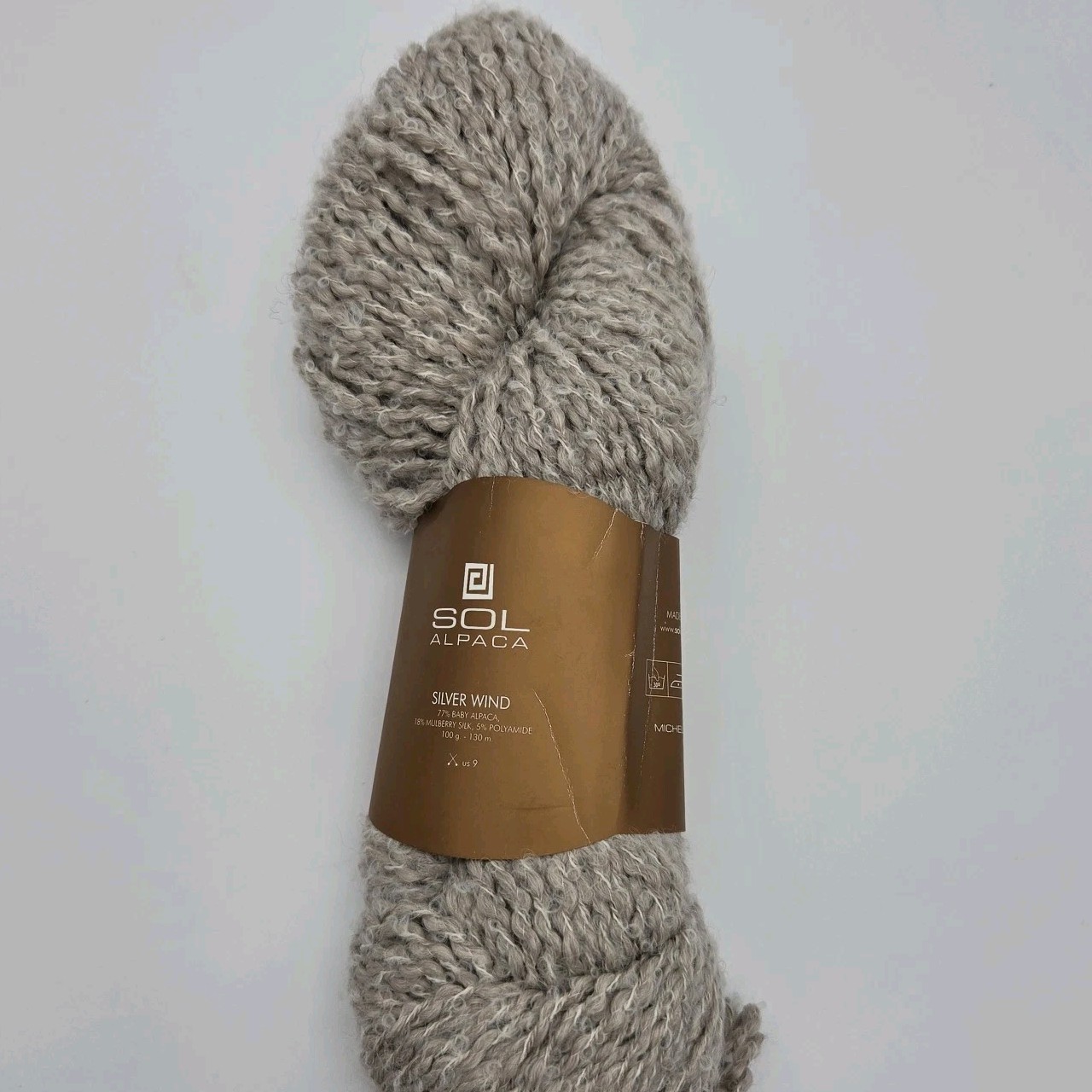 Sol Alpaca Yarn Silver Wind Textured Boucle Bulky 100g Gray Blend Skein Discont