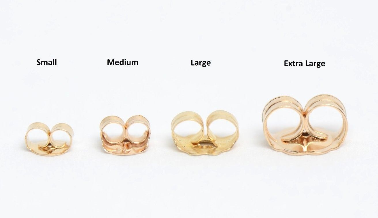 14k Yellow Gold Push Back Earring Butterfly Backing Small Medium Large-by PC!!!