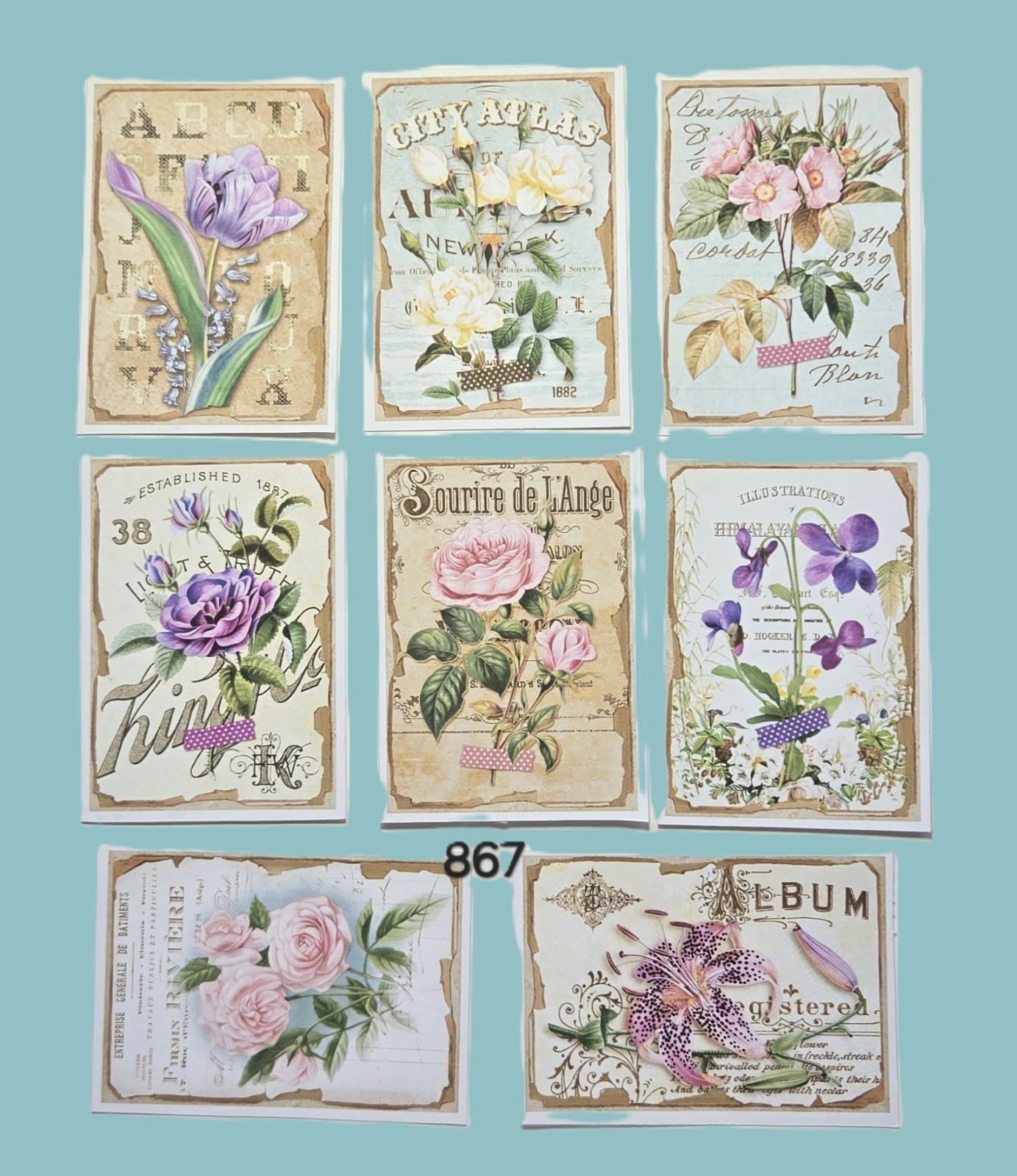 Floral Botanicals Journal Cards Supplies Scrapbooks Junk Journal #867