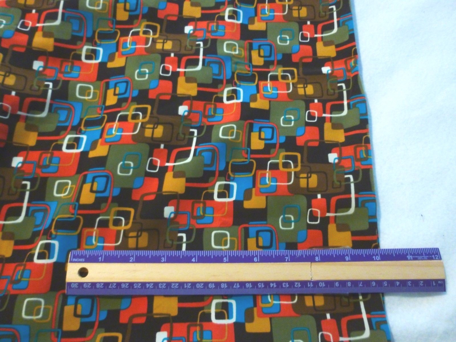 Polyester fabric-no stretch-smooth texture-geometric block design -36″ x 60″