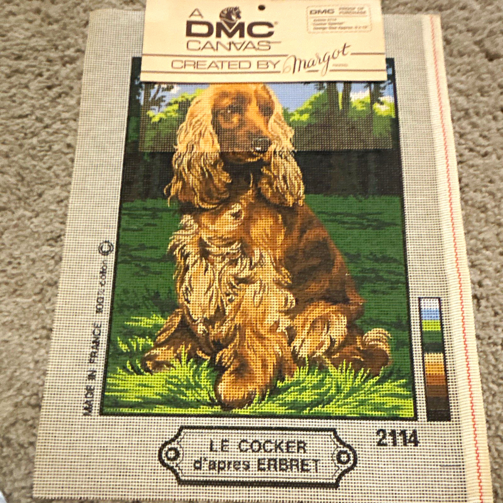 DMC Le Cocker Printed Needlepoint Canvas 12ct Mono/Plain Weave 2114 Margot/jo