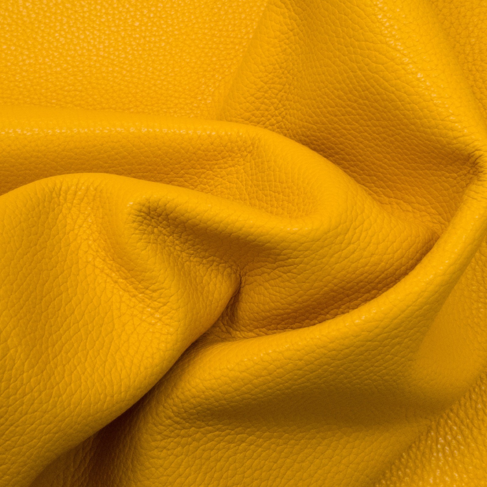Golden Yellow Pebble Grain Chrome Tanned Leather Side Pieces 3-4oz Cowhide