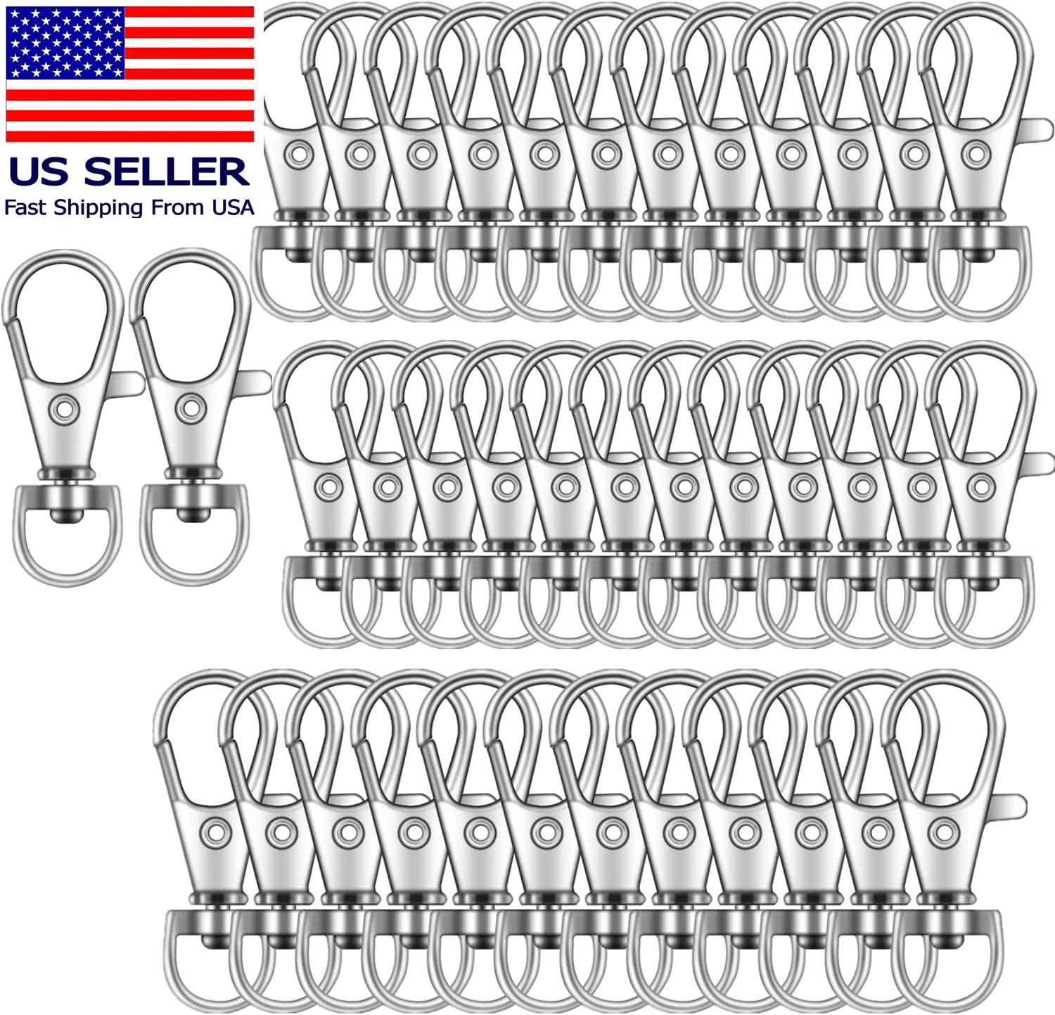 50PCS Key Chain Clip Hooks, Swivel Clasps Lanyard Snap Hook, Keychain Hooks for