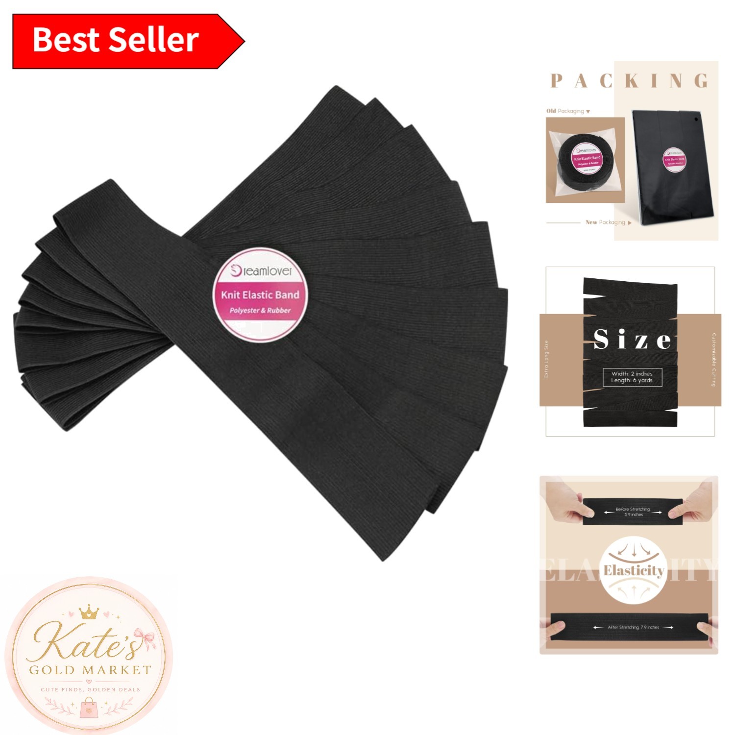 Soft and Comfortable 2 Inch Black Elastic Bands for Various Sewing Projects