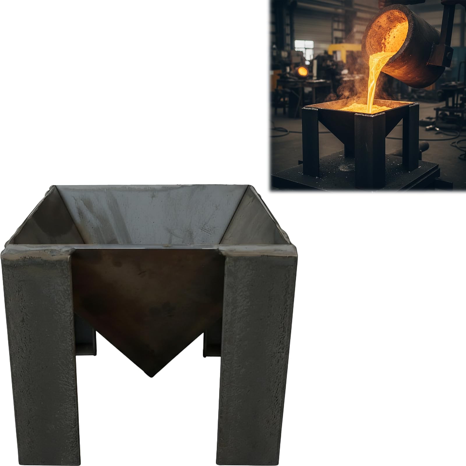 Extra Large Steel Melting Ingot Pyramid Mold – 16kg Smelting – Black