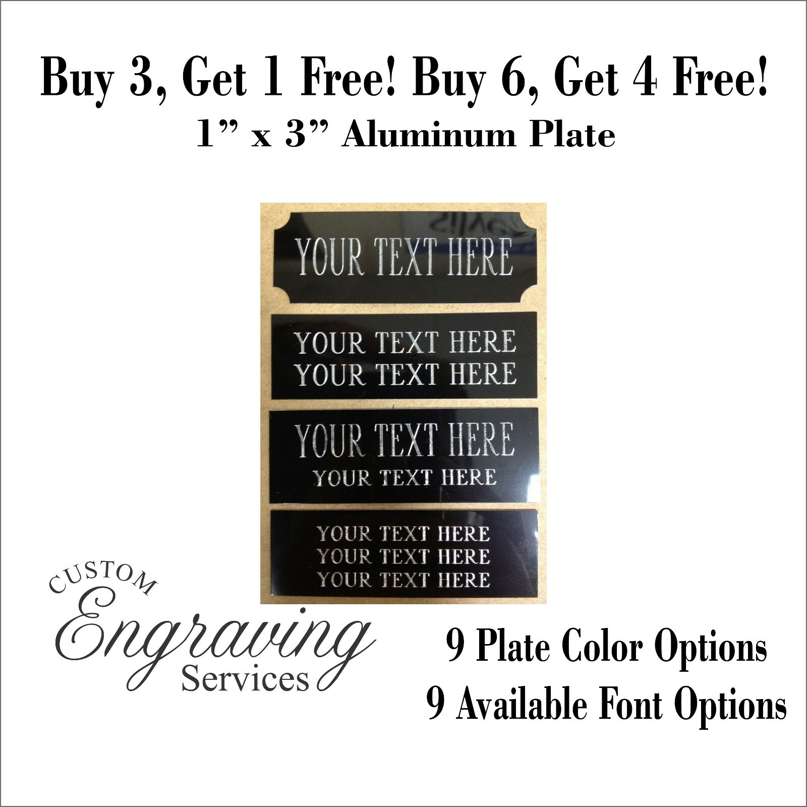 1″x3″ NAME PLATE ART-TROPHIES-GIFT-TAXIDERMY-FLAG CASE FREE CUSTOM ENGRAVED