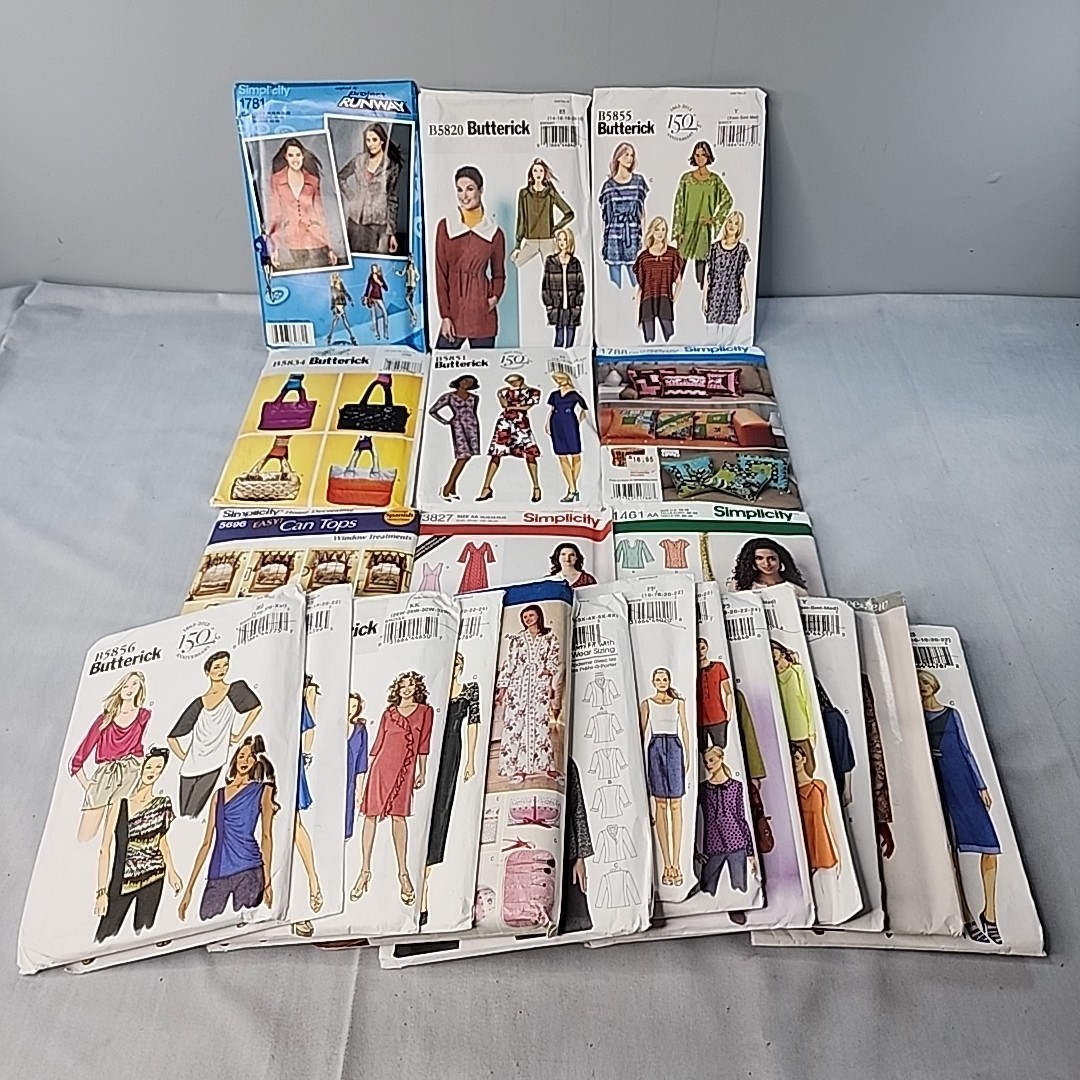 Lot of 22 Sewing Patterns McCall’s Butterick Simplicity All Sizes Patterns UNCUT