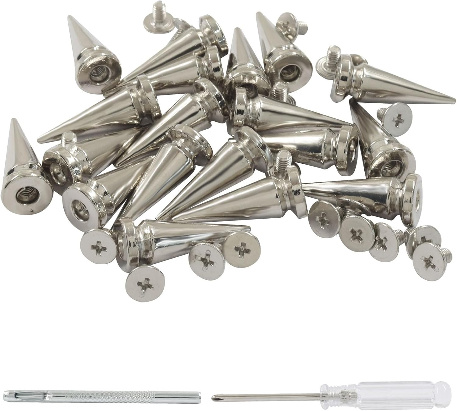 20 Sets 25mm Cone Spikes & Screwback Studs – Metal Punk Rivets for Leather Ja…