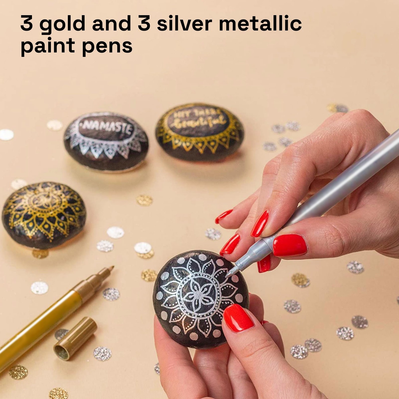 Acrylic Gold & Silver Paint Pens – 0.7mm Fine Markers for Cards & Ornaments