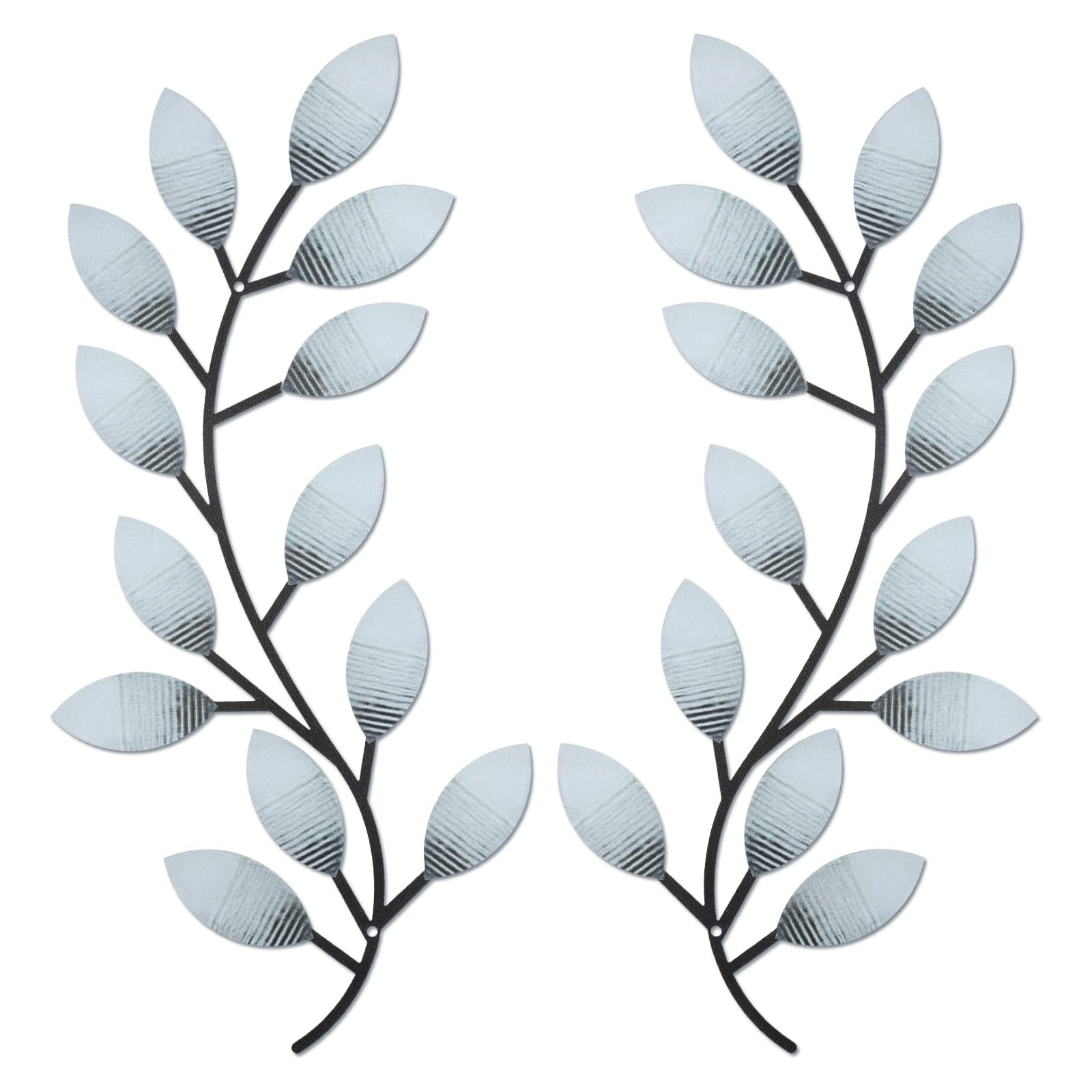 Zhengmy 2 Pieces Metal Tree Leaf Wall 15.75 x 7.09 x 0.04 inches, Retro White