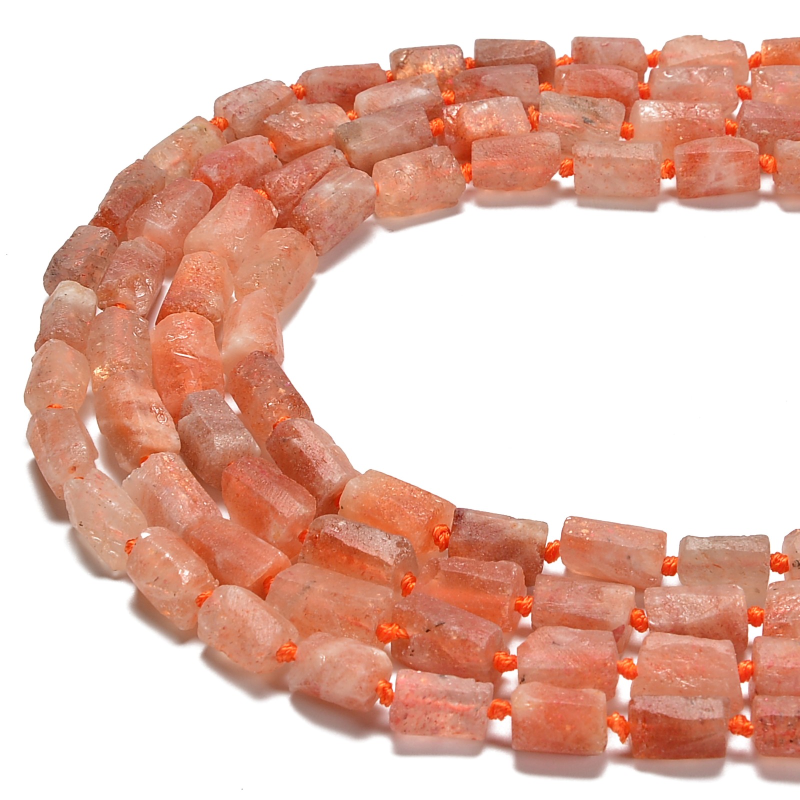 Natural Sunstone Matte Cylinder Tube Beads Size 8x11mm 15.5” Strand