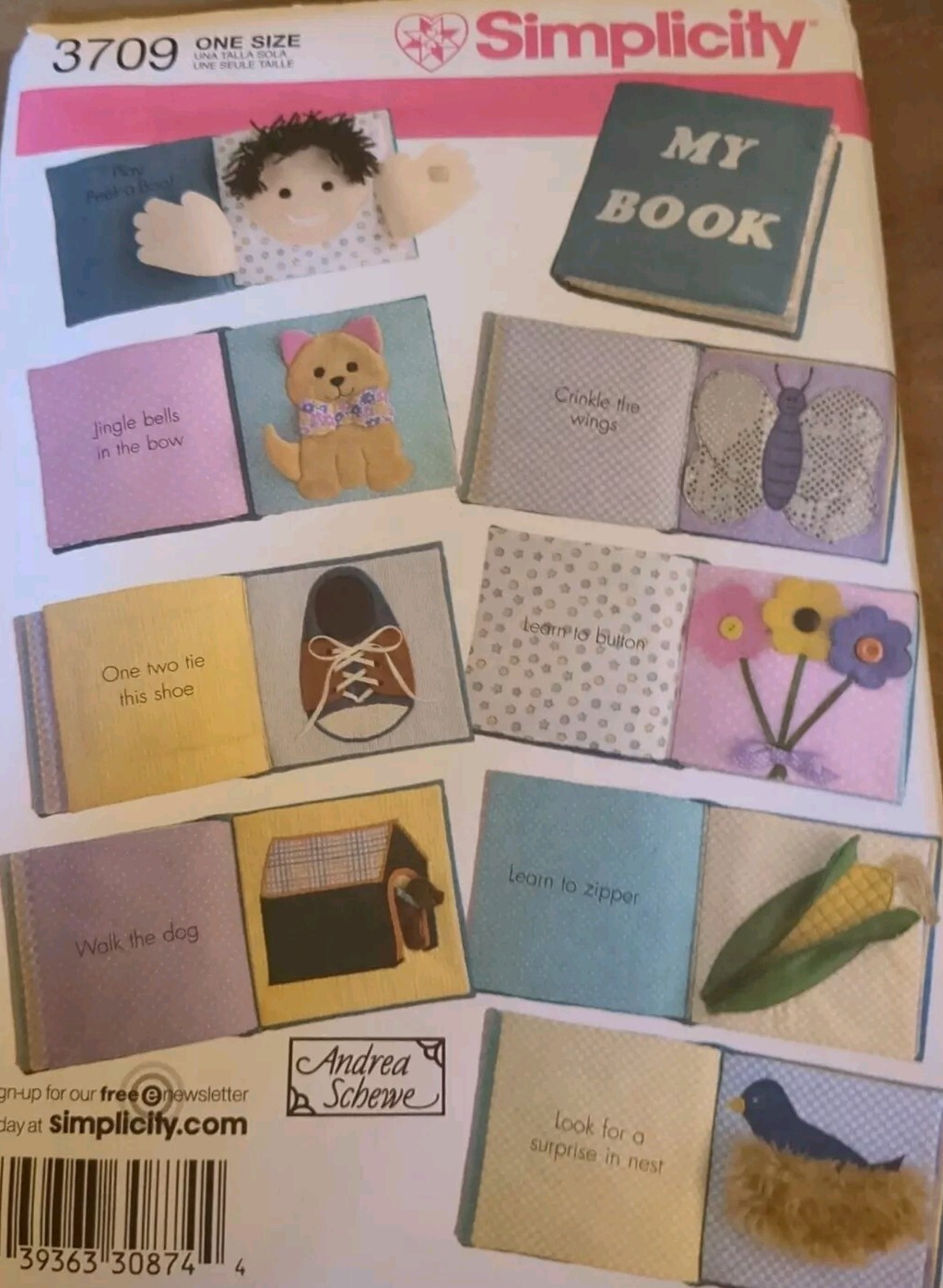 Simplicity Pattern 3709 Andrea Schewe Childs Soft 8″ Book Touch & Feel Fabric