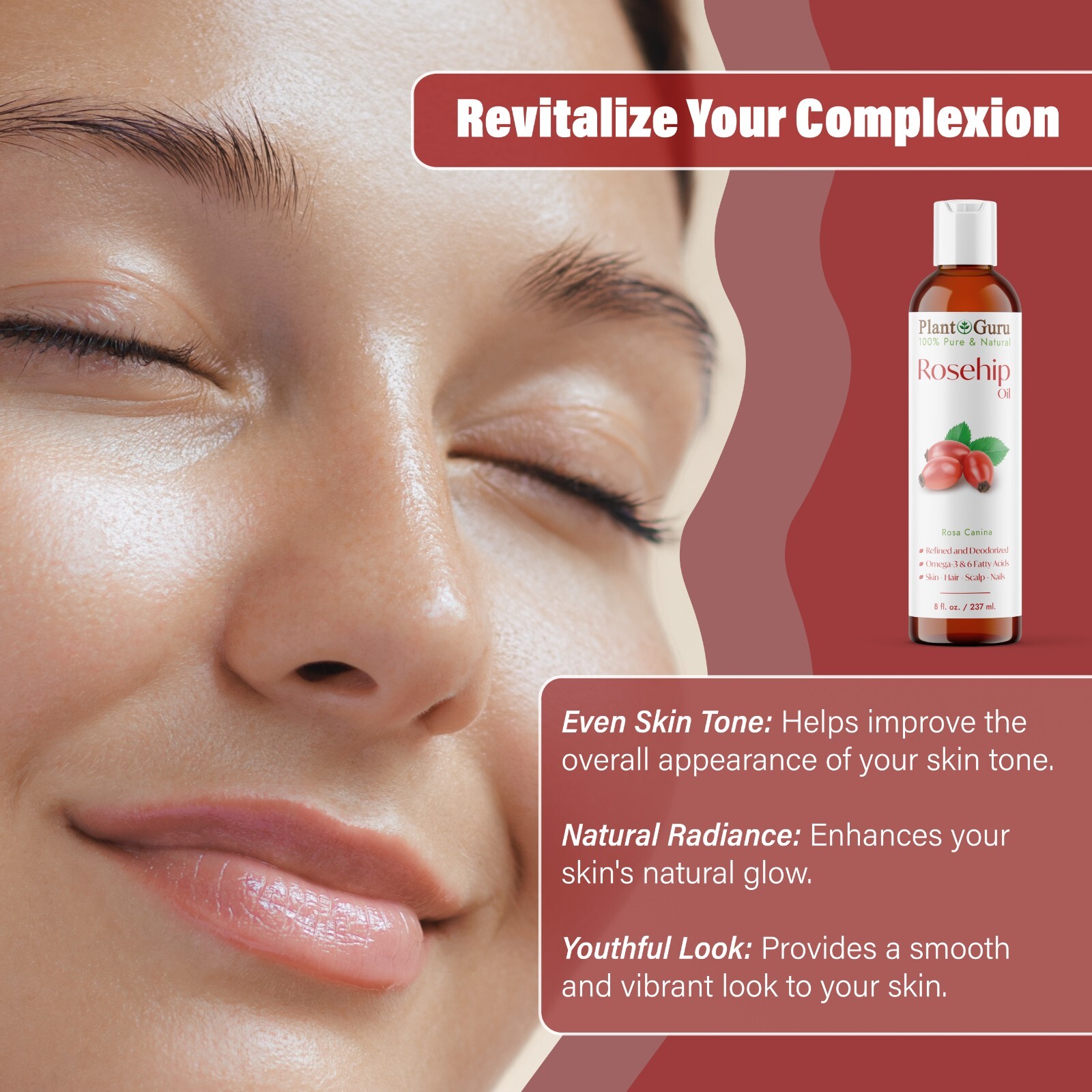 Rosehip Seed Oil 8 oz. Cold Pressed REFINED 100% Pure Natural For Skin Face Hair