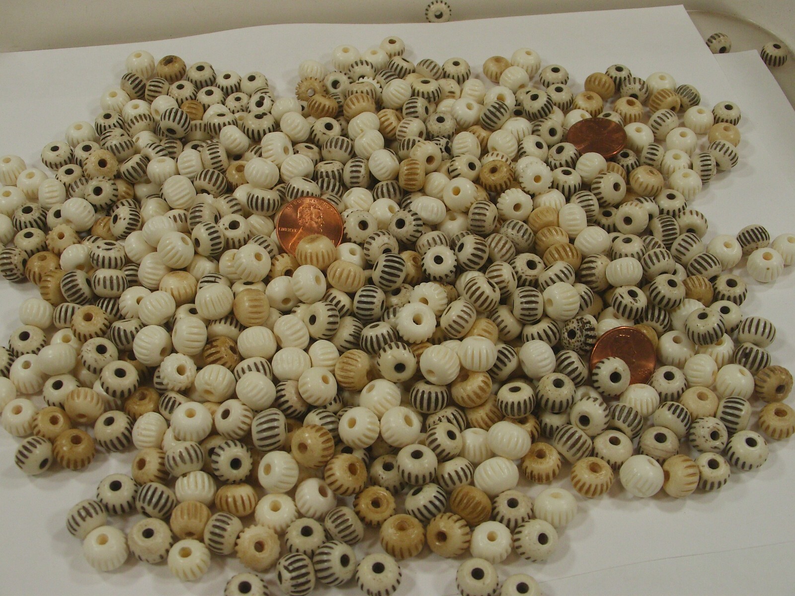 2 Pounds (8mm x 10mm) Rondelle India Handmade Water Buffalo Bone Beads (QPR-58)⭐