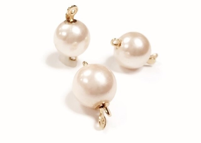 6 Vintage Japanese Pearl Round 11mm Gold Pinch Clasps – DIY Necklace Making L104