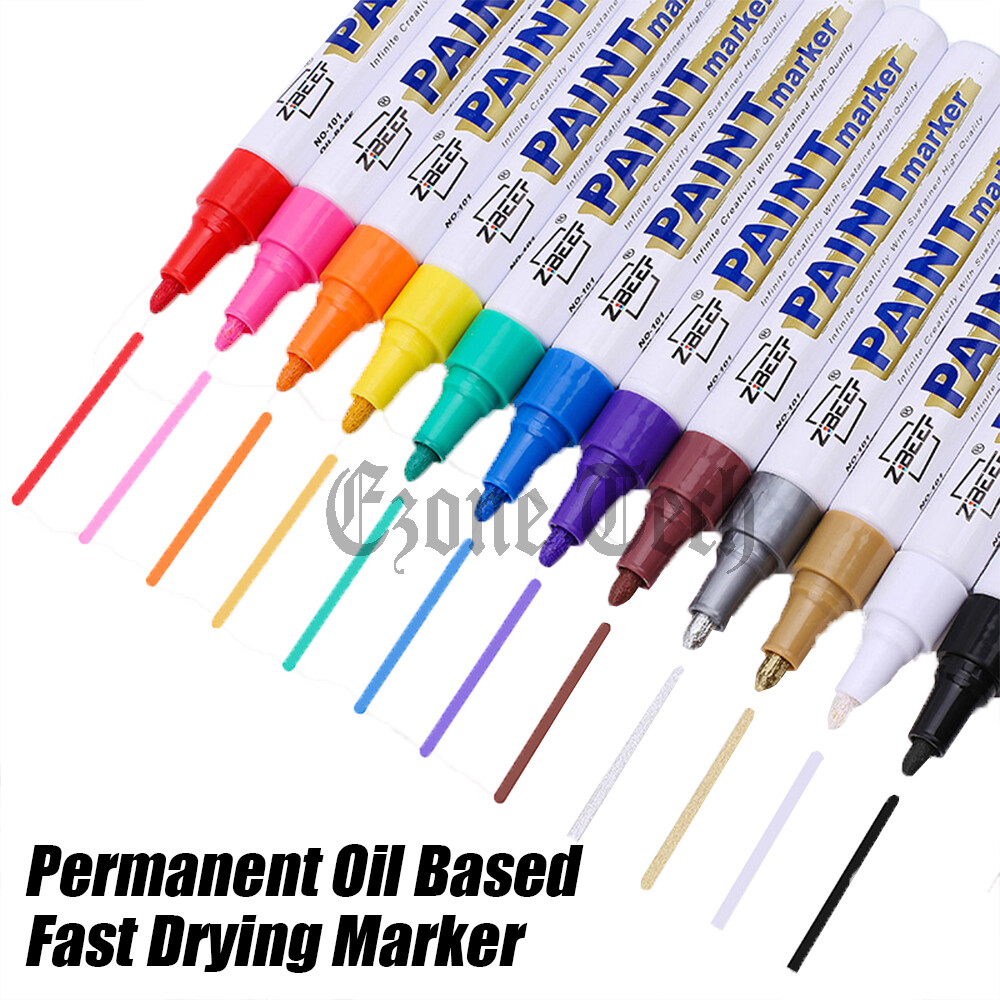 1-12Pcs Waterproof Permanent Paint Marker Pen Car Tyre Tire Letter Rubber Metal
