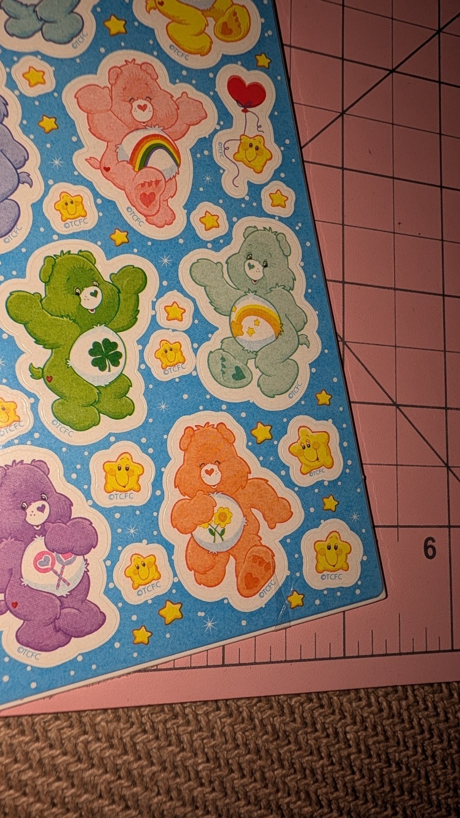 Vintage Care Bears Stickers Blue Stars 2 Sheets New Pack AGC