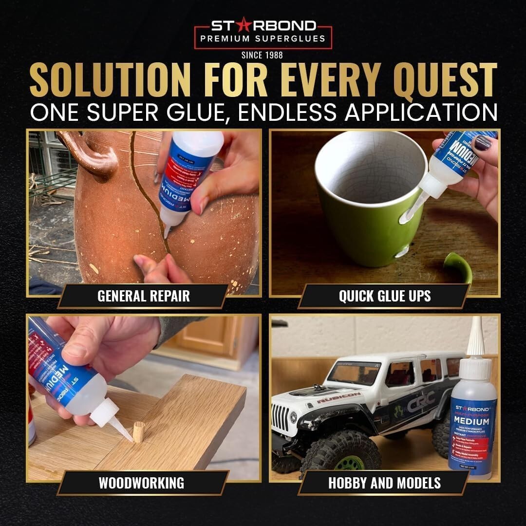 Starbond 4 oz. Multi-Purpose Medium – Super Glue (Premium Cyanoacrylate CA Glue)