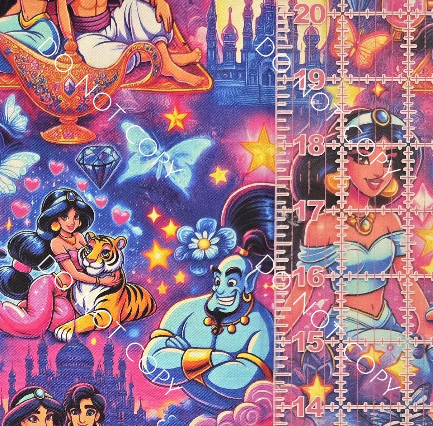 Custom 100% Cotton Woven Fabric Disney Aladdin Jasmine 1/4 Yard 9×56 Bright