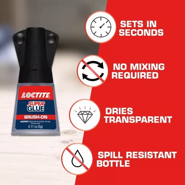 Invisible Repairs with Brush-On Super Glue – Fast-Setting, 6 Pack, 0.18 fl oz