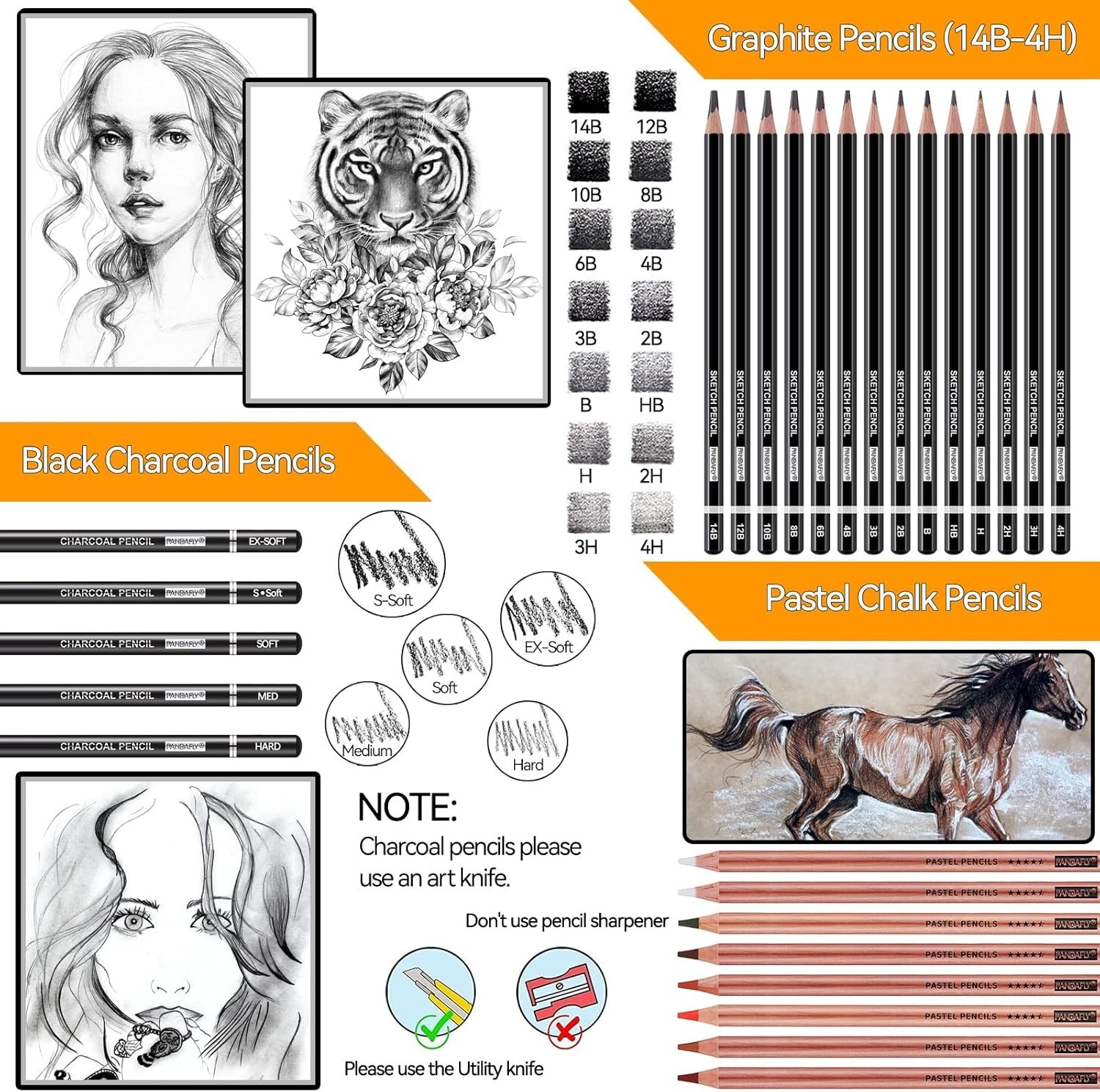 Drawing Sketching Pencil Set, 42 Pack Pro Art Pencil Kit with Graphite Pencil…