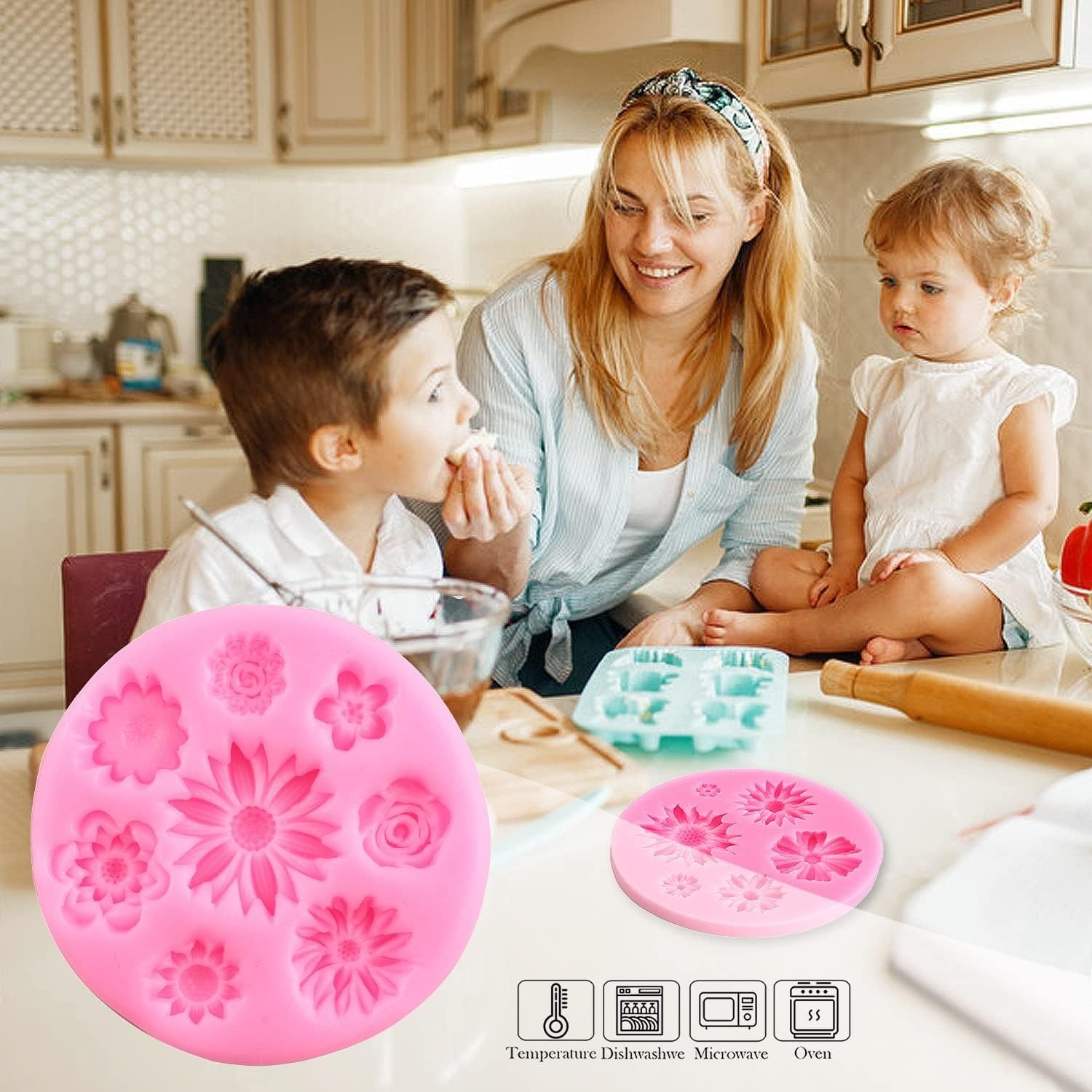 Rose Flower Silicone Molds Set of 4 – Perfect for Exquisite Cake Decorations