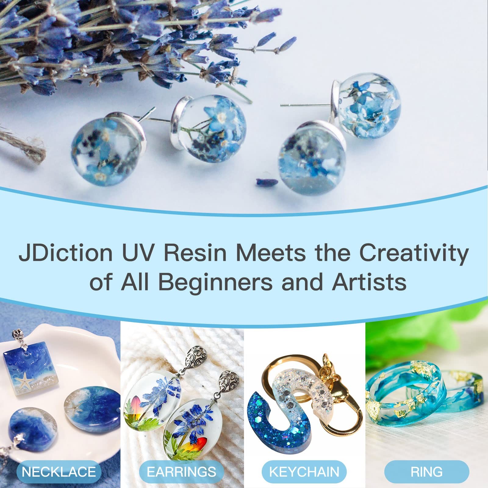JDiction UV Resin, Upgrade 300g Low Viscosity Hard Thin UV Resin with Super C…