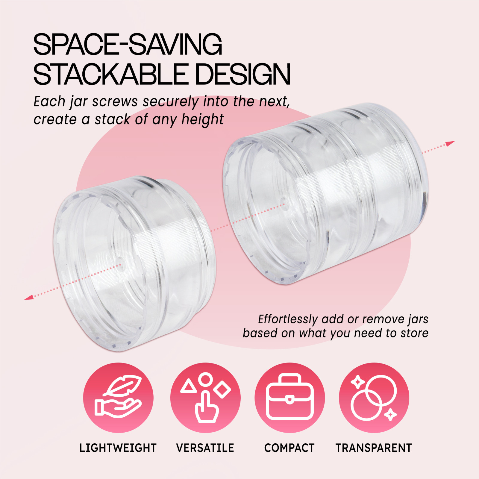1200 Pieces 10G/10ML Acrylic Stackable Clear Round Container Jar with Screw Cap
