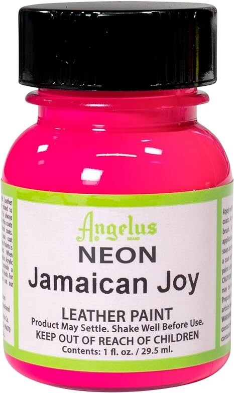 Angelus NEON Acrylic Leather Paint – 12 colors in 1 oz bottles w/Appl.