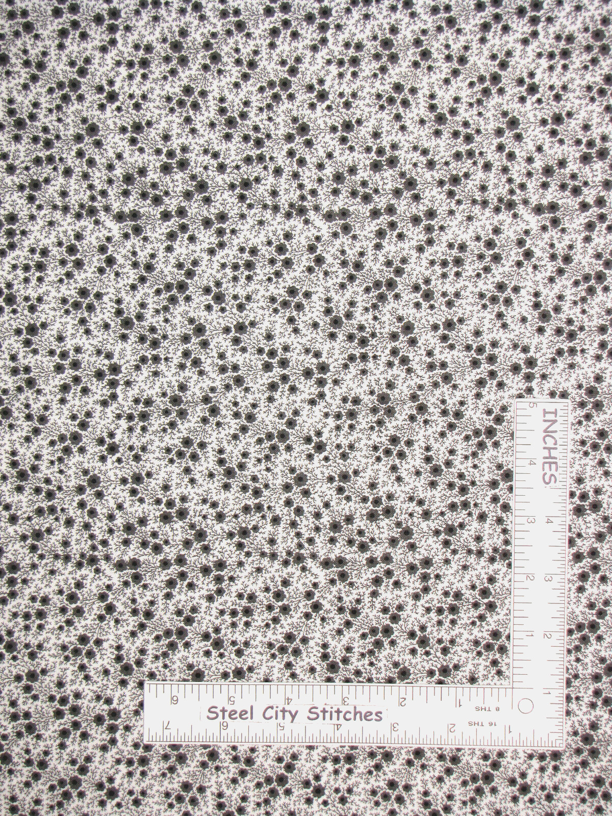 Gray Soft White Wildflower Fields Floral Flower Cotton Fabric Santee By The yard