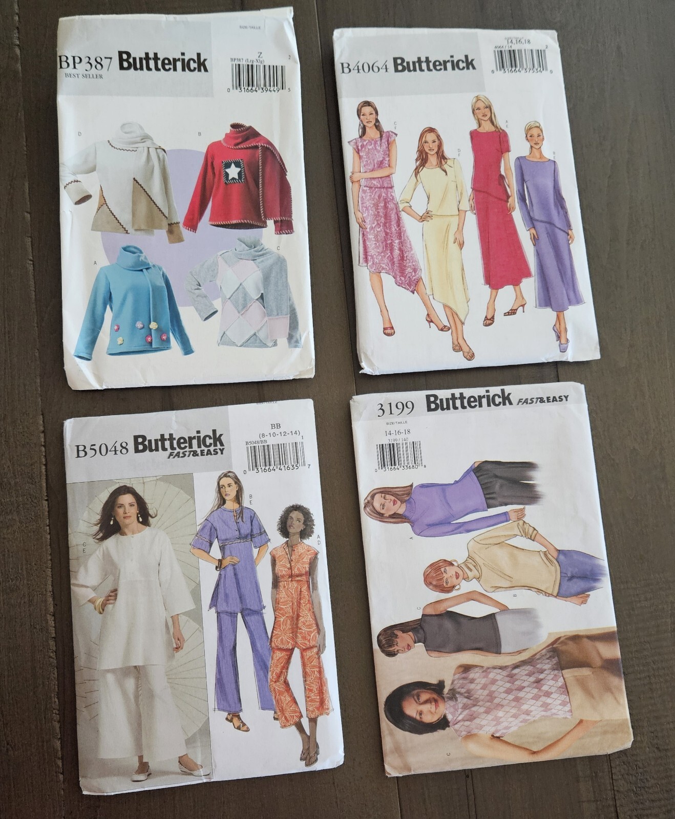 Butterick Sewing Patterns Lot Of 4, Sizes 8-18 (Varies By Pattern), Uncut