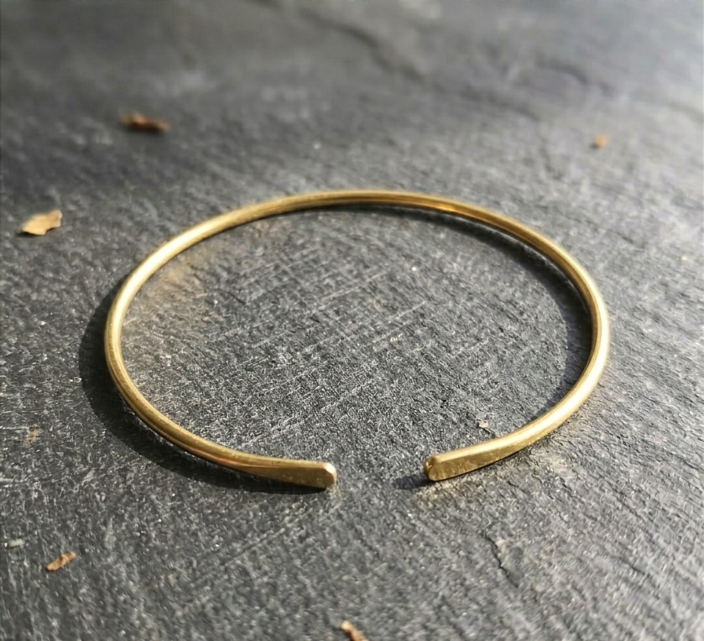 Minimalist 18K Gold Plated Open Adjustable Cuff Bracelet, Gold Bangle Bracelet