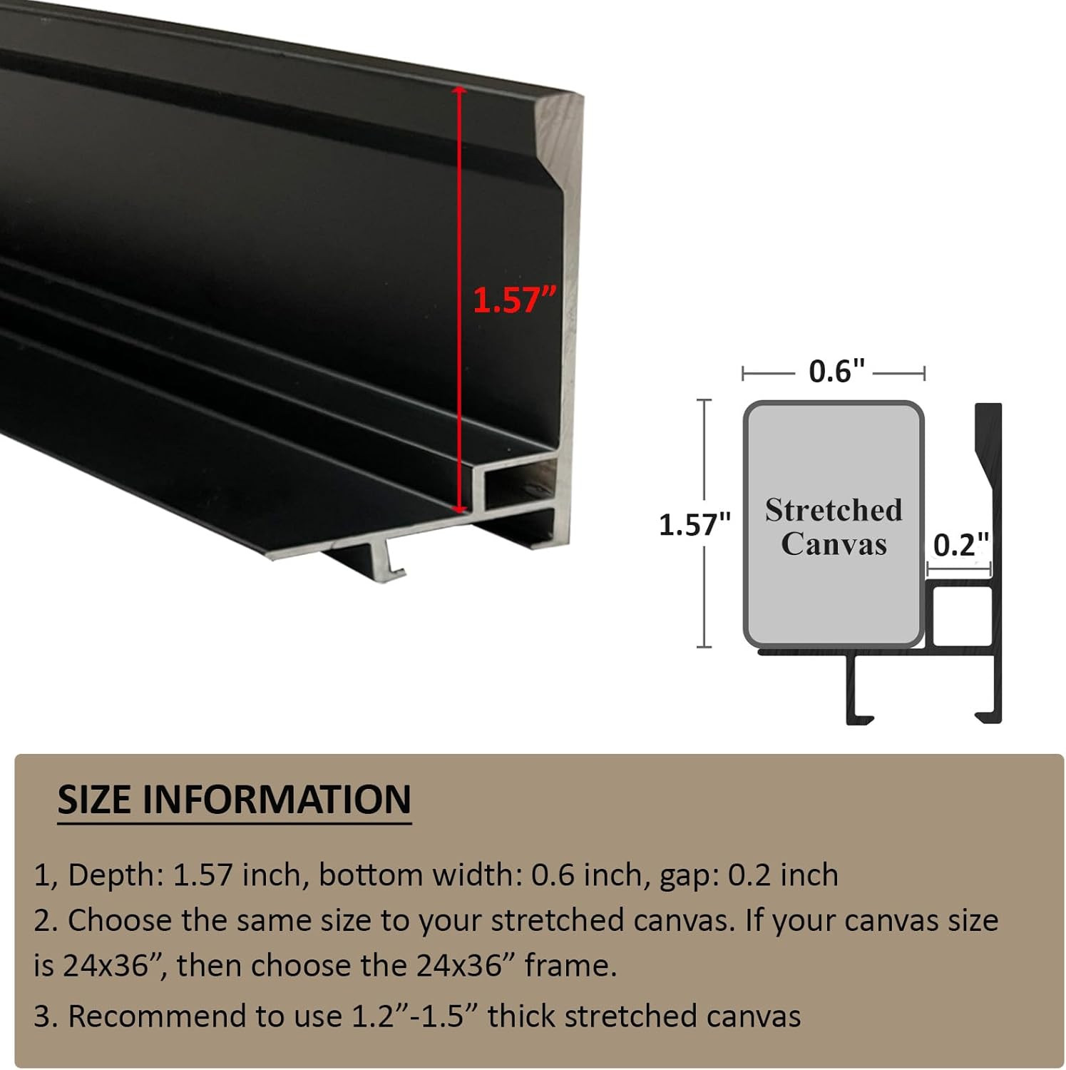 Floater Frame for 24X48 Canvas Paintings, 1.5” Deep DIY Metal Canvas Floating Fr