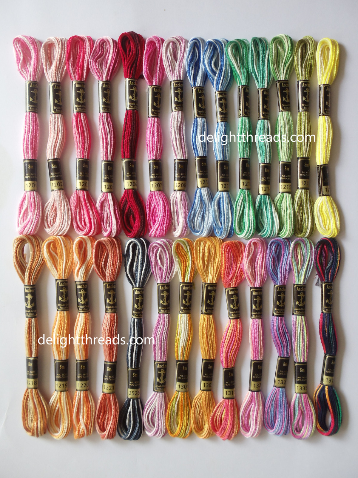 27 Anchor Variegated and Multi Colour Stranded Floss / Skeins / Moulin hand Embr