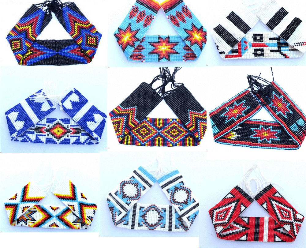 Native style Beaded Strip 1 1/4 X 10 inch Handmade on Beaded Loom P12510